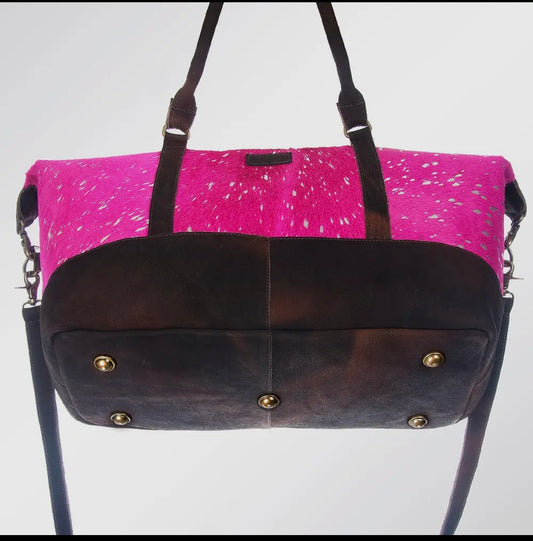 American Darling Pink Speckled Cowhide Duffle Bag