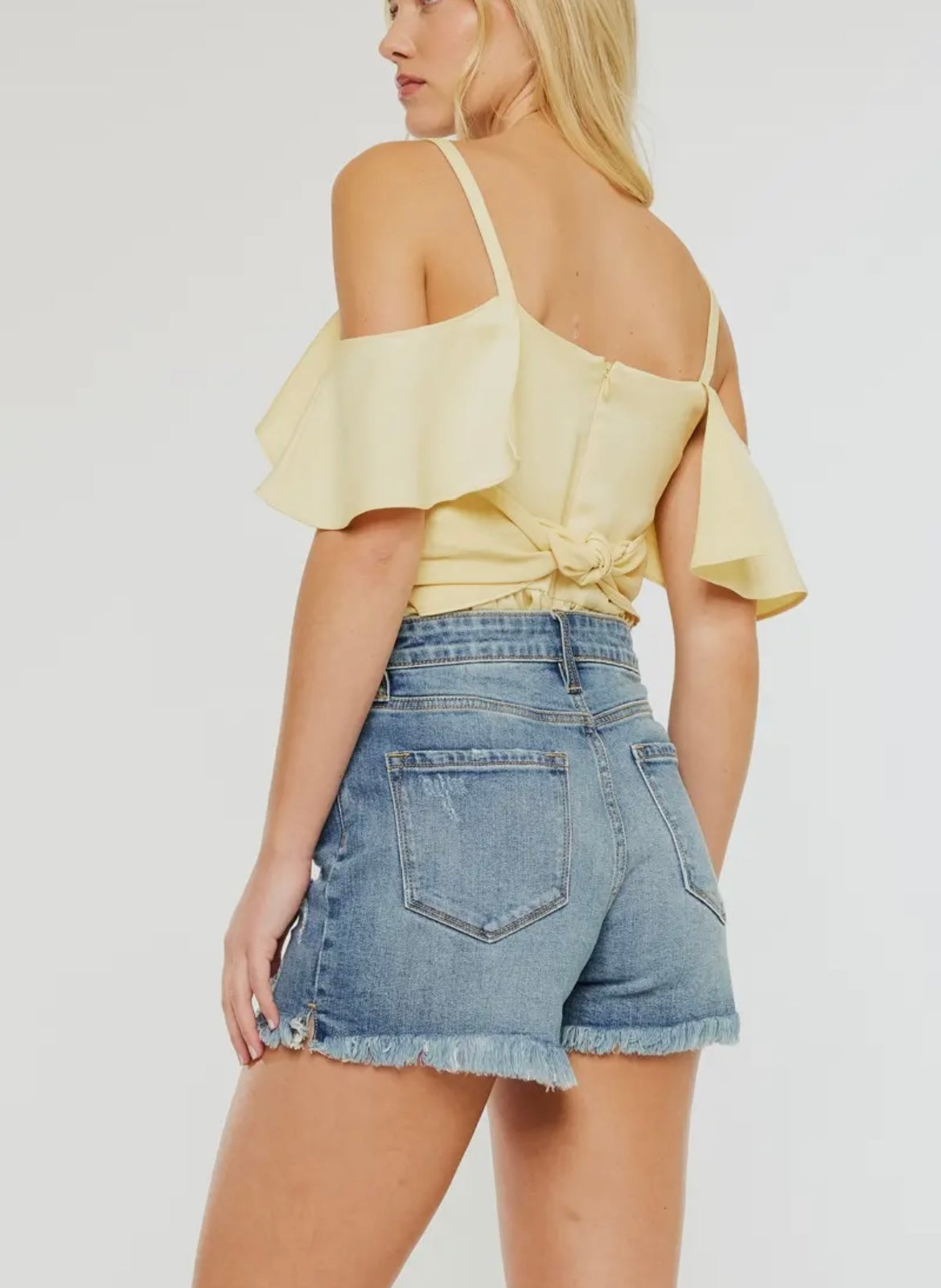 KanCan Distressed Mid Denim Shorts
