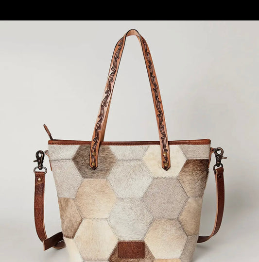 American Darling Cowhide Geometric Tote Bag