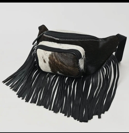 Cowhide & fringe Fanny pack