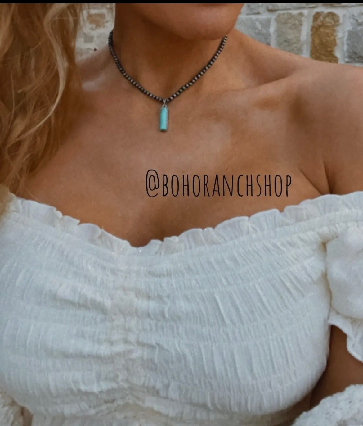 Navajo Style Bead Choker Turquoise Pendant Necklace