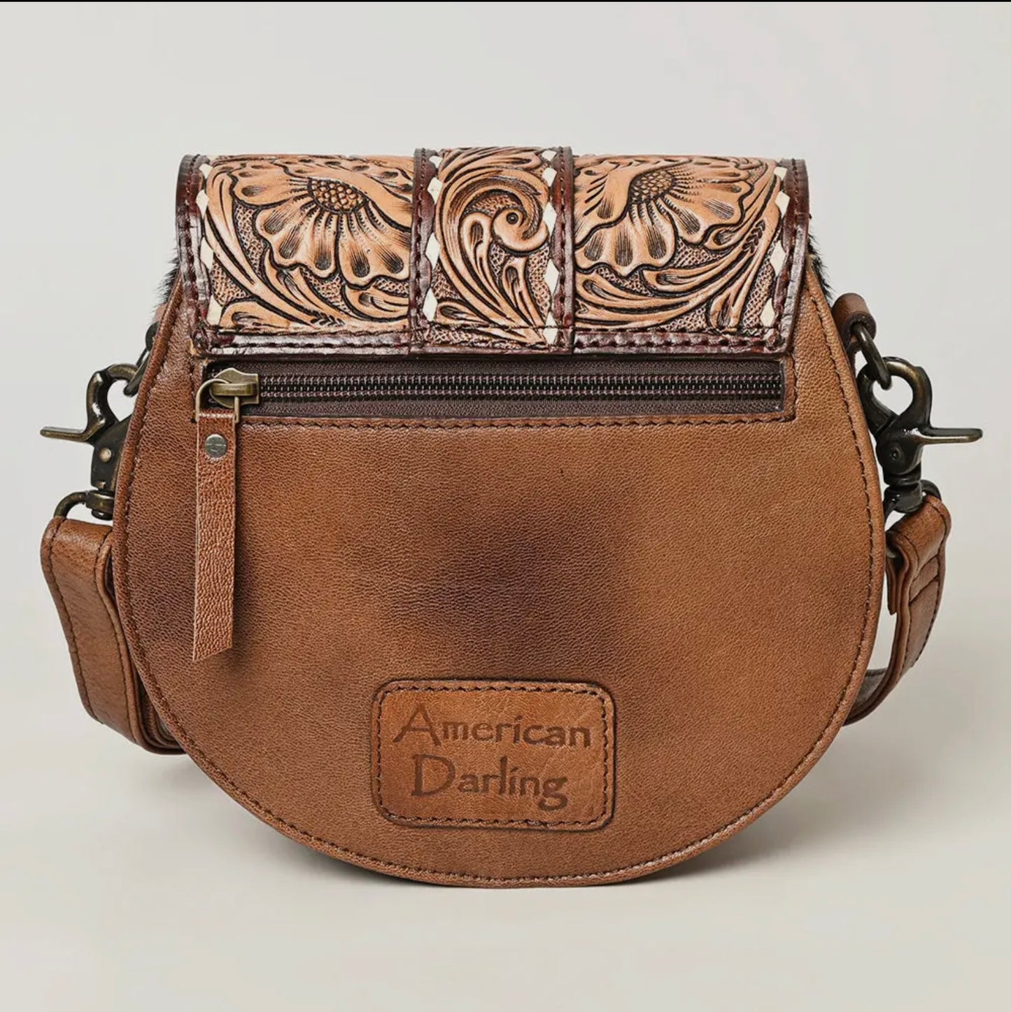 American Darling Tooled Leather and Cowhide Crossbody