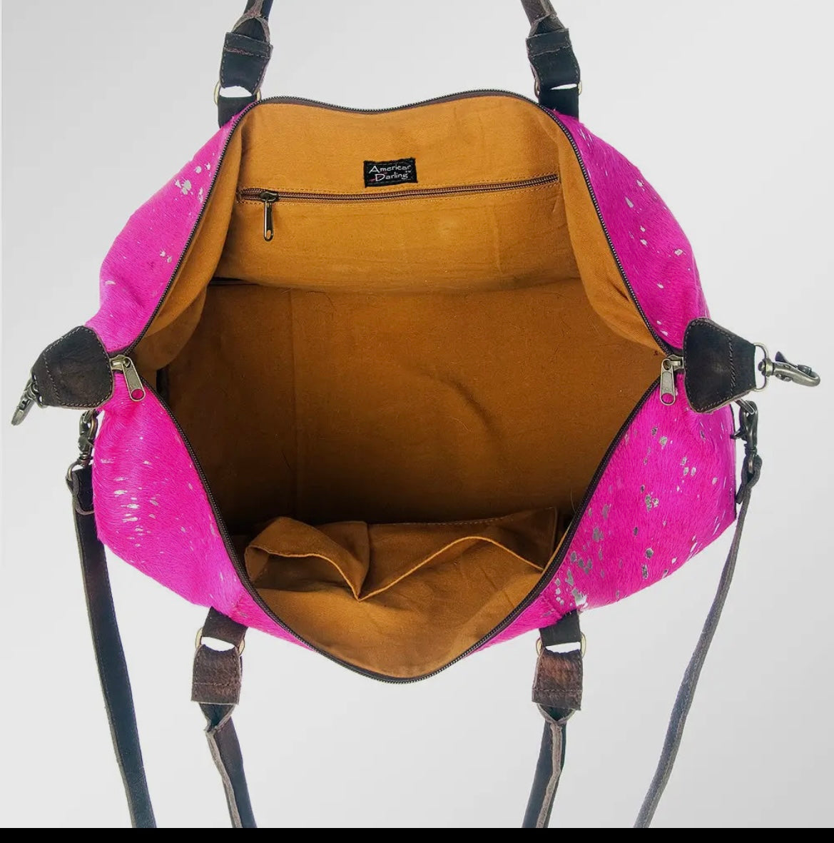 American Darling Pink Speckled Cowhide Duffle Bag