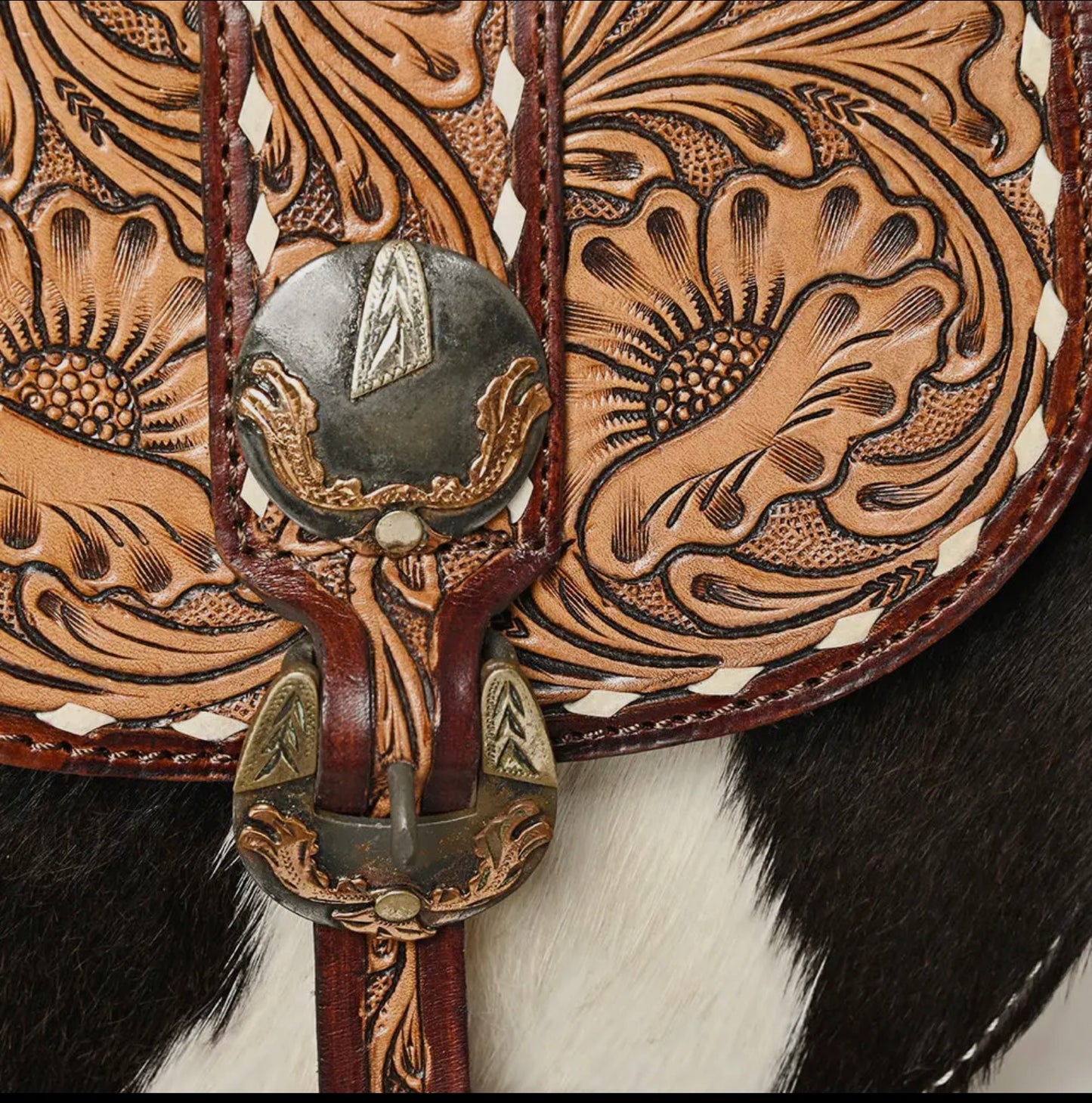 American Darling Tooled Leather and Cowhide Crossbody