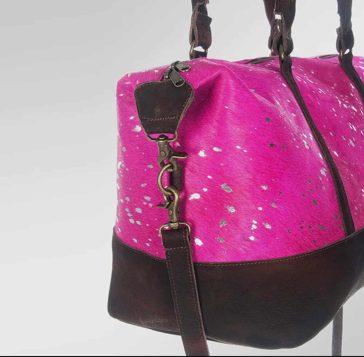 American Darling Pink Speckled Cowhide Duffle Bag