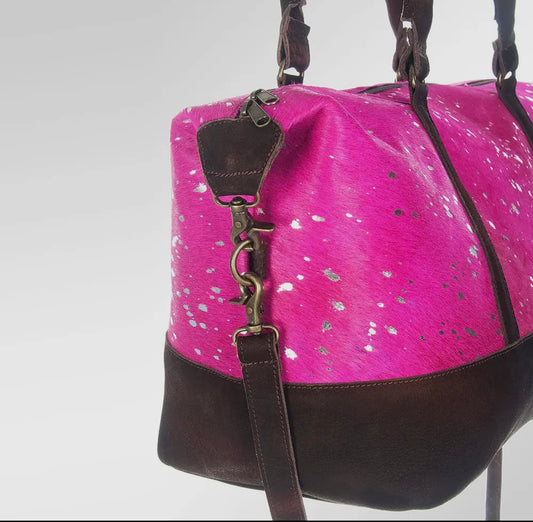 American Darling Pink Speckled Cowhide Duffle Bag
