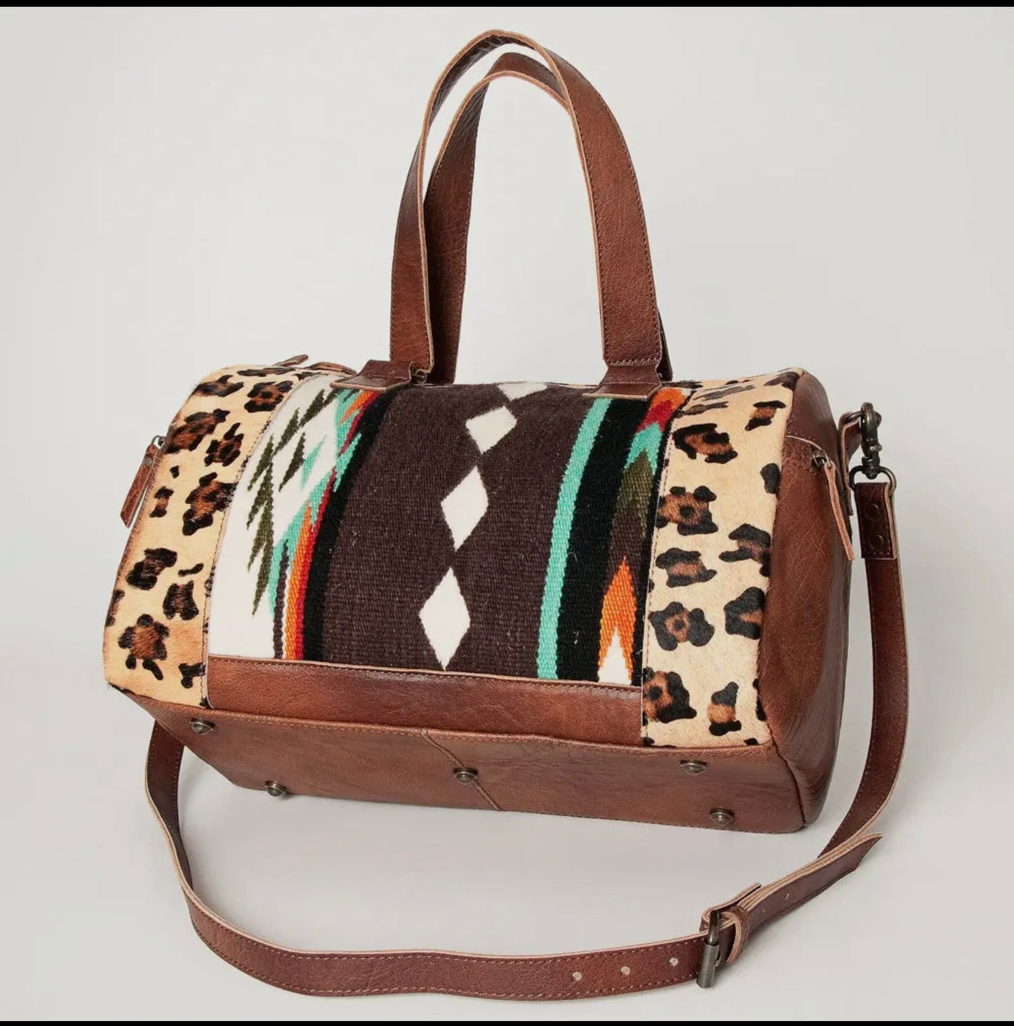 American Darling Cheetah Print and Aztec Duffle Bag