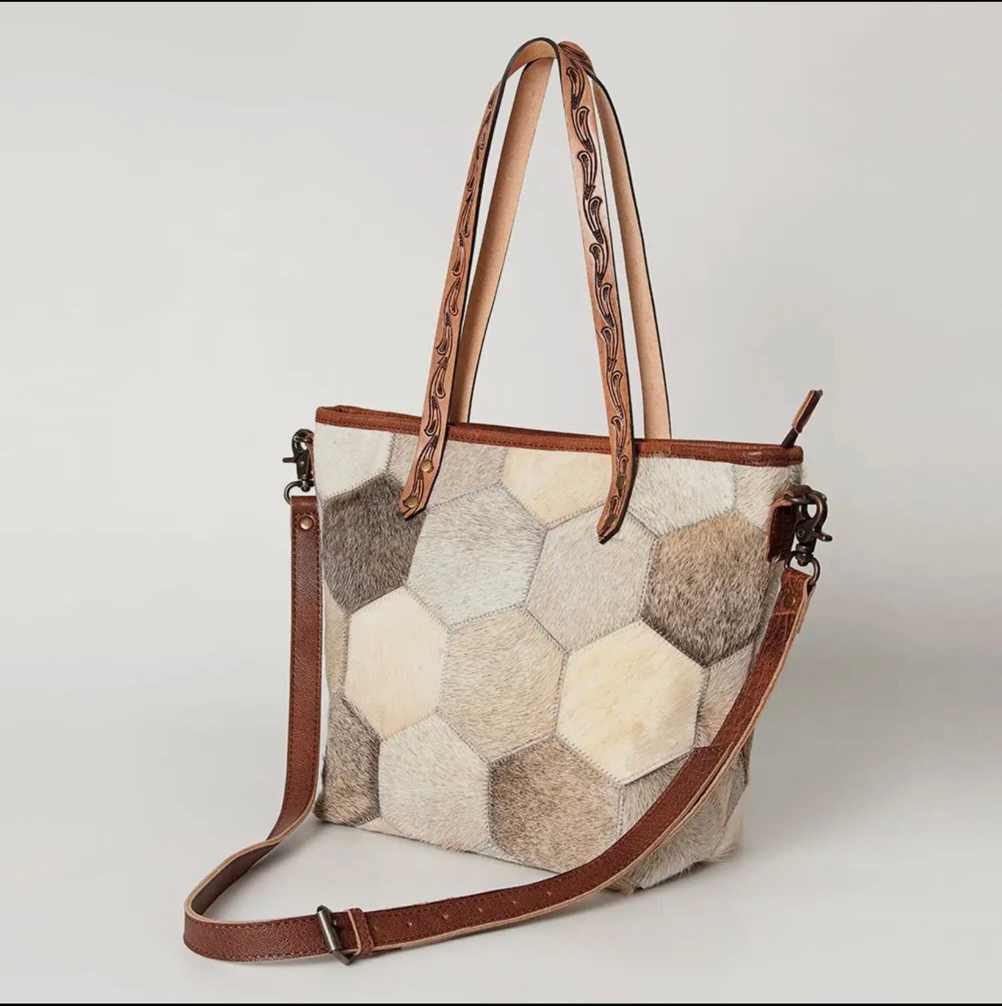 American Darling Cowhide Geometric Tote Bag