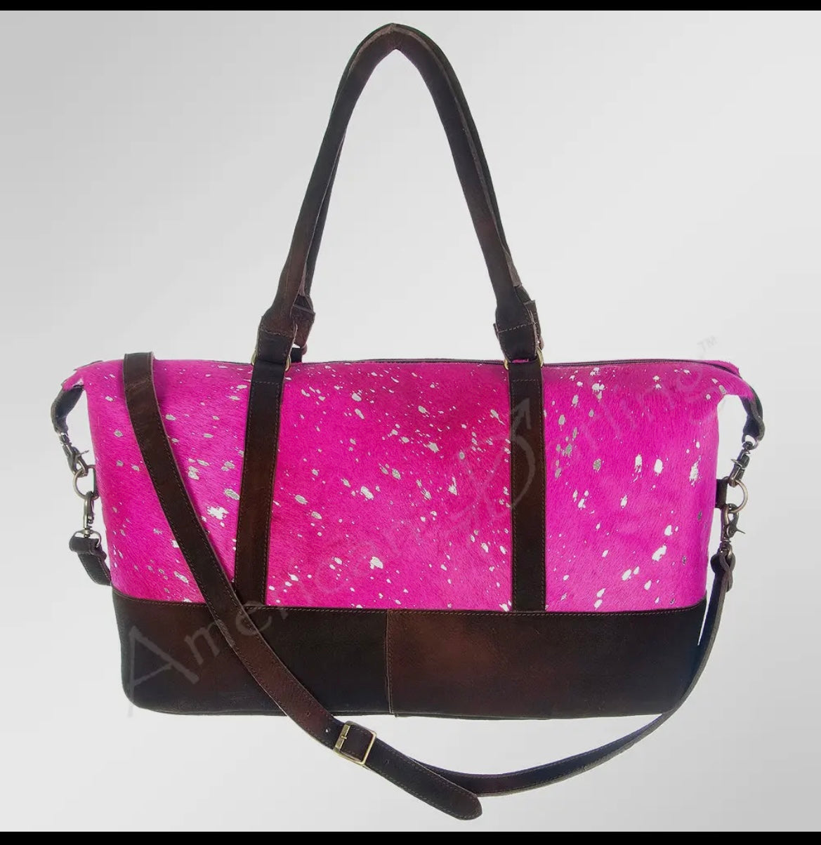American Darling Pink Speckled Cowhide Duffle Bag