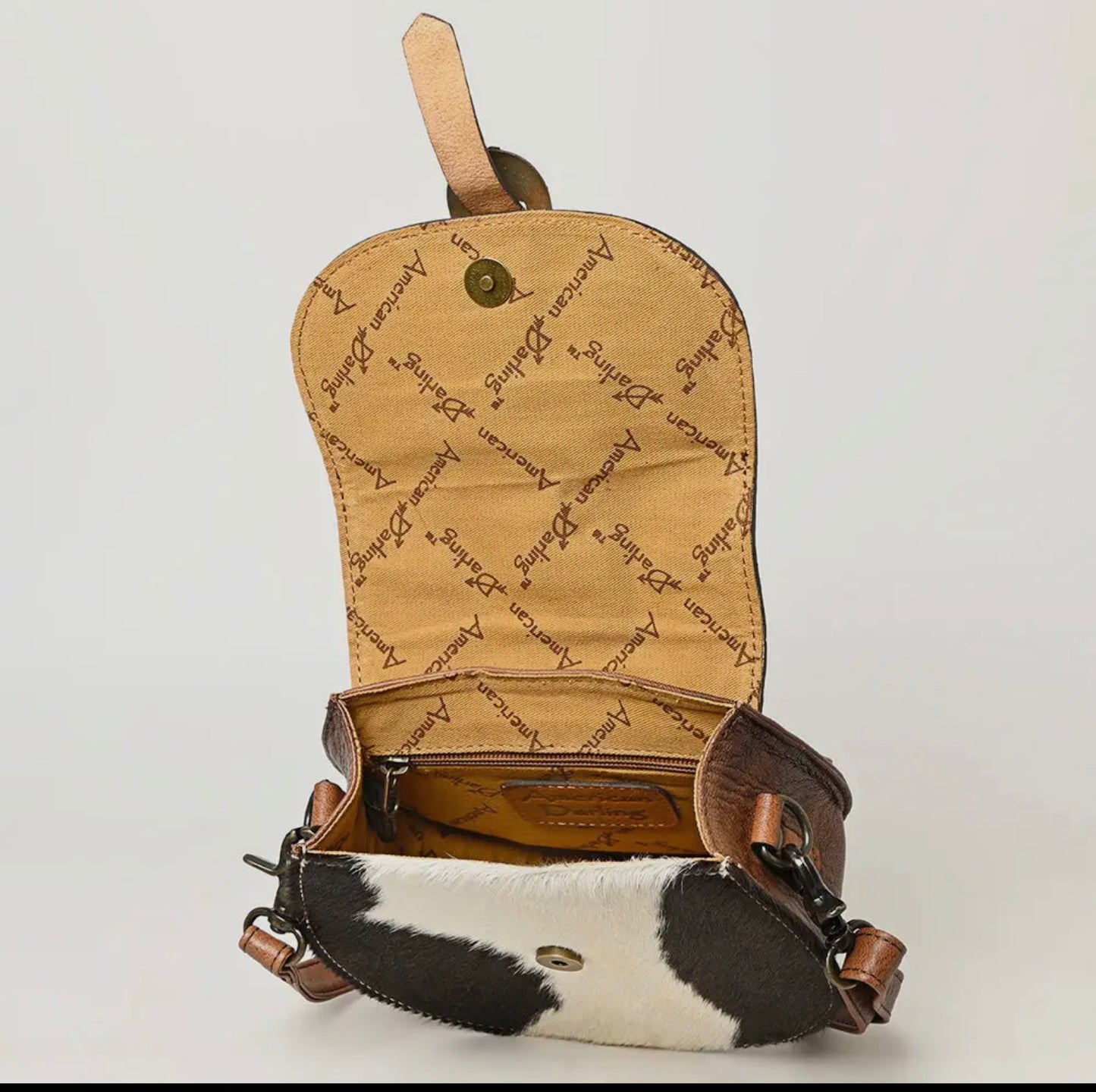 American Darling Tooled Leather and Cowhide Crossbody