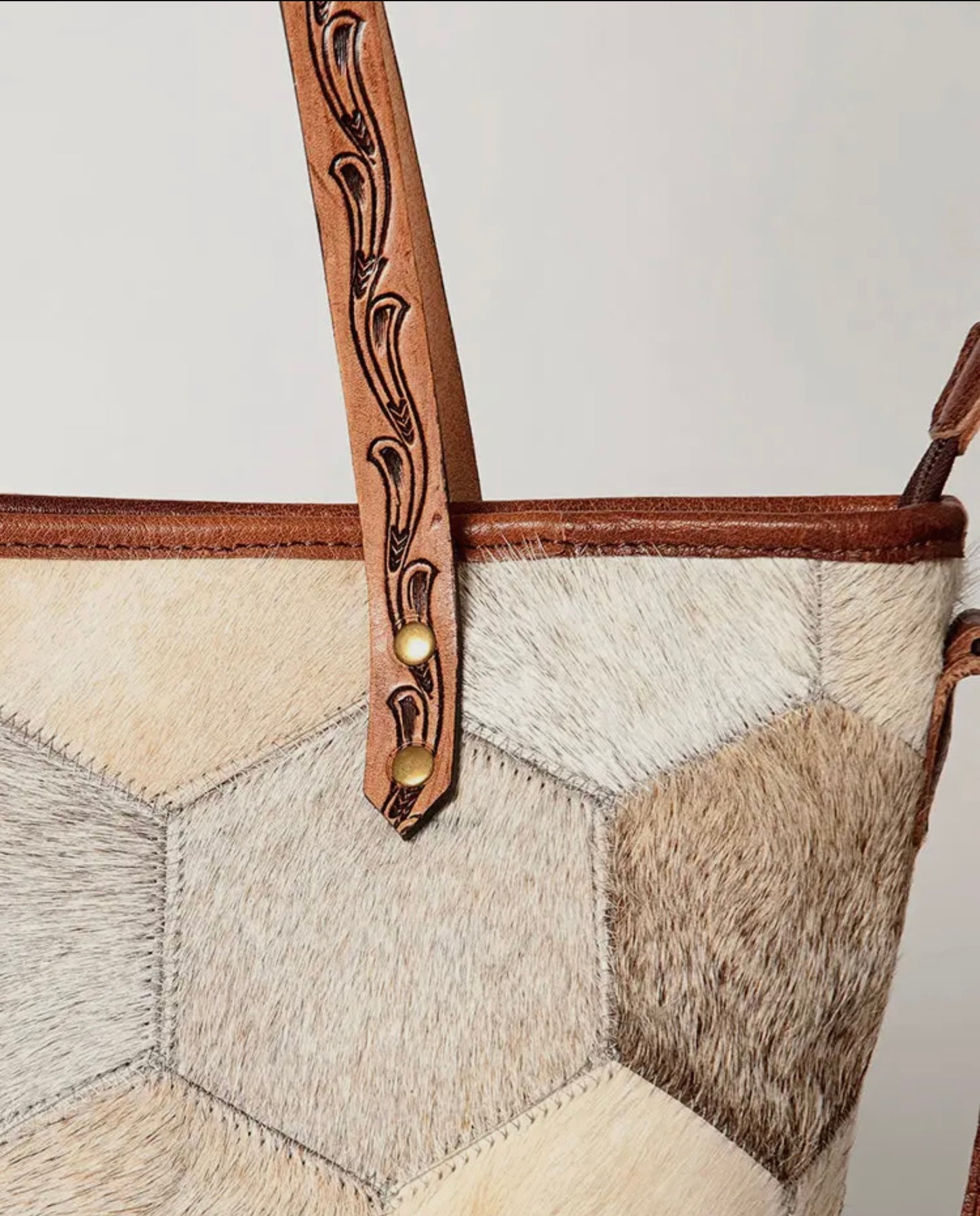 American Darling Cowhide Geometric Tote Bag