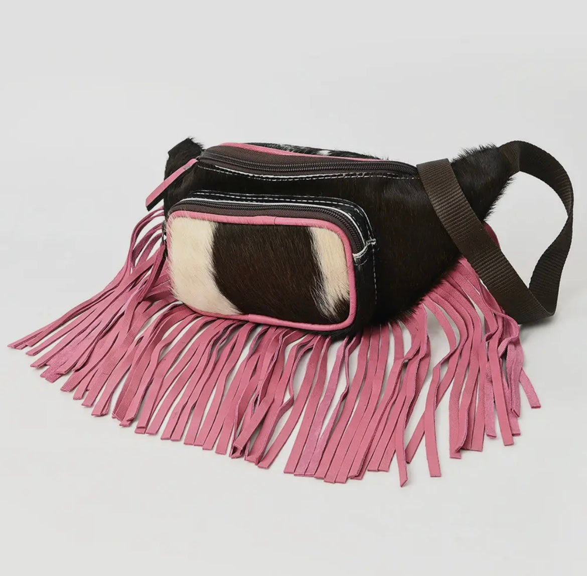 Cowhide & fringe Fanny pack