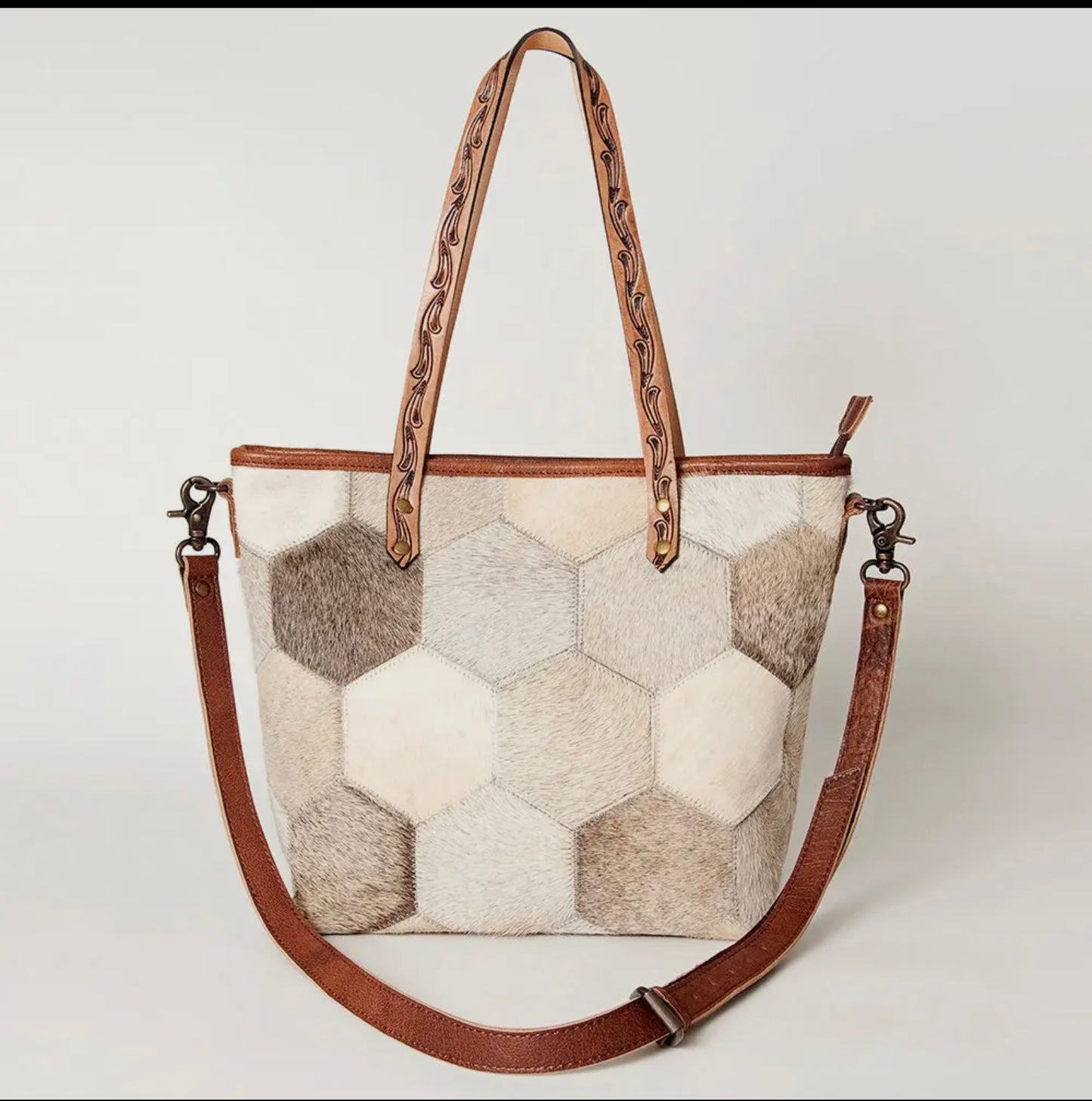 American Darling Cowhide Geometric Tote Bag