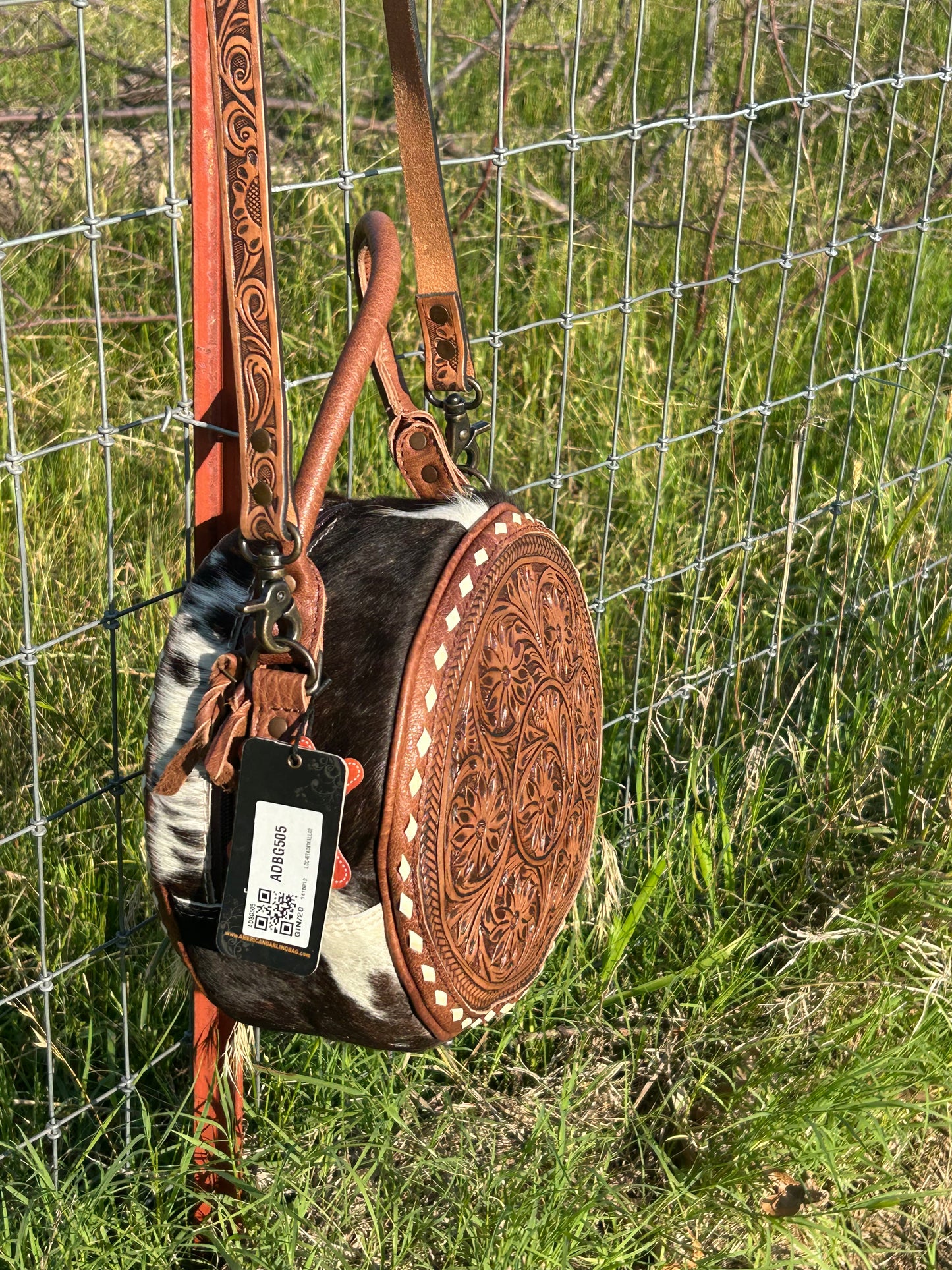 American Darling Tooled Leather Canteen purse- ADBG505