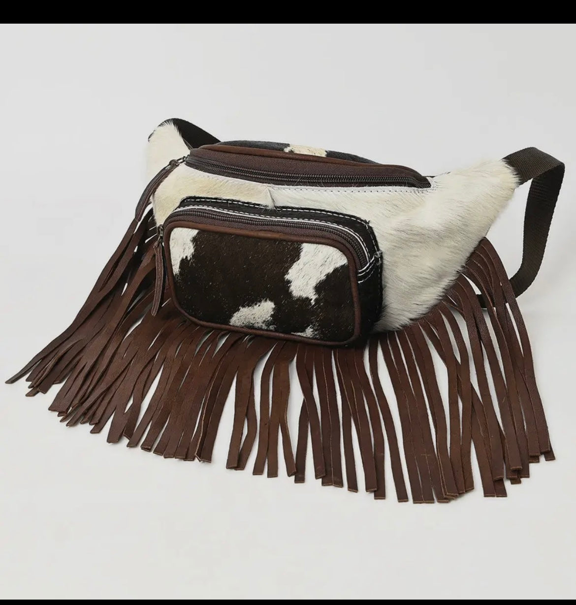 Cowhide & fringe Fanny pack