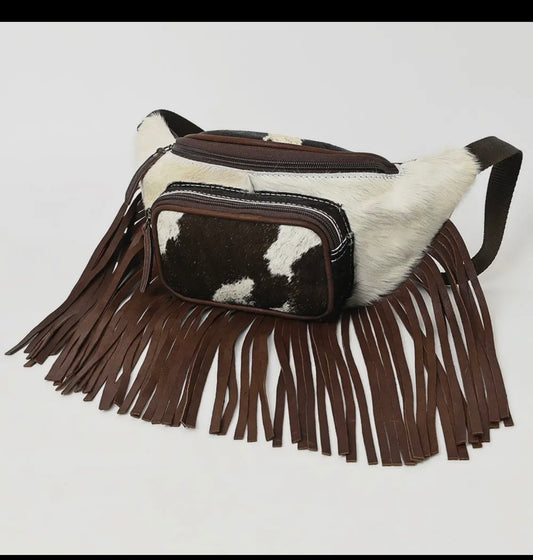 Cowhide & fringe Fanny pack