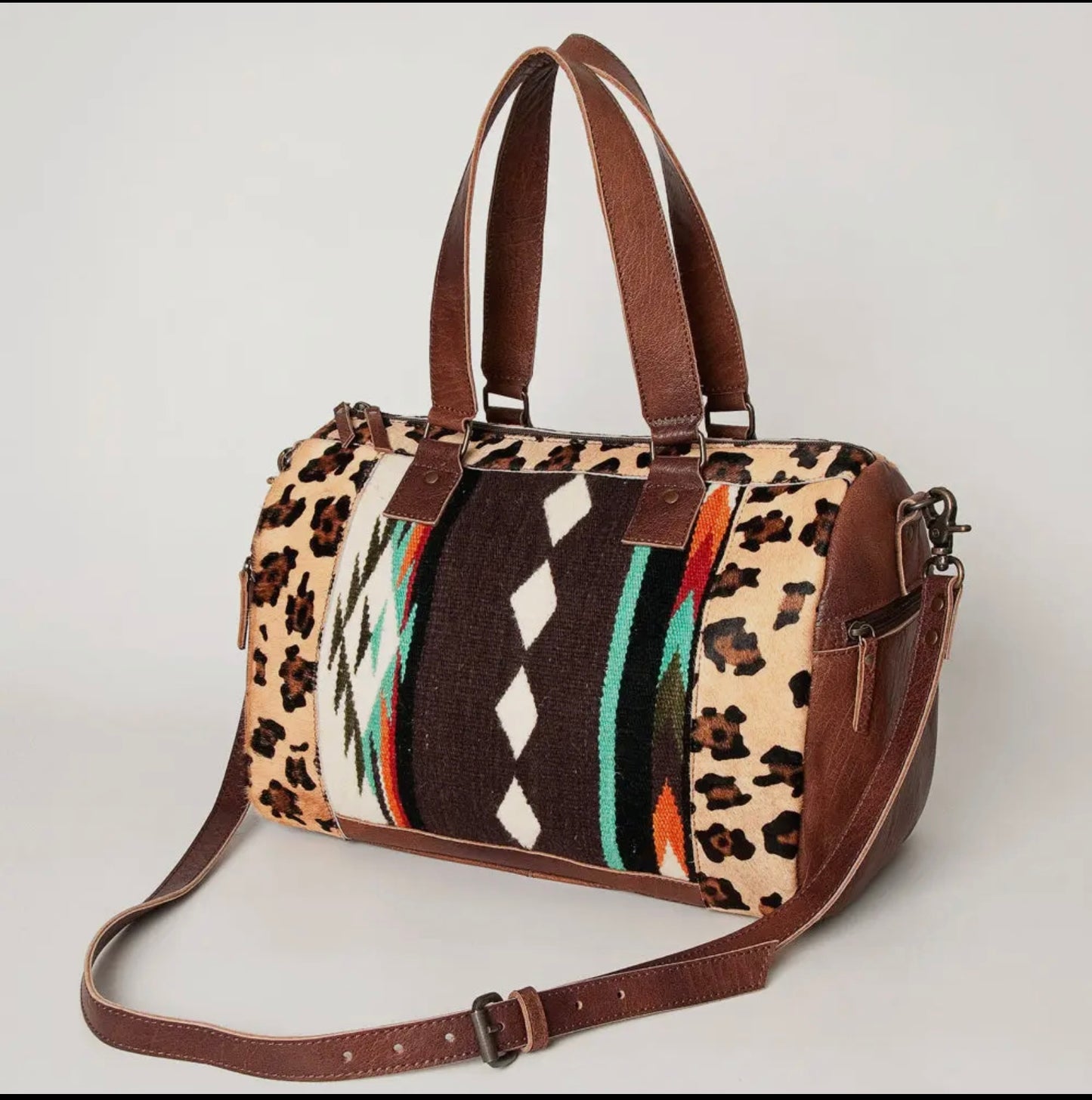 American Darling Cheetah Print and Aztec Duffle Bag