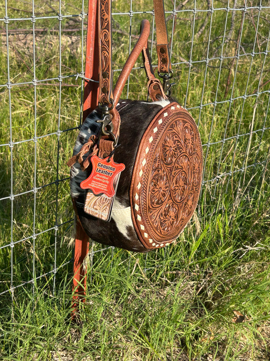 American Darling Tooled Leather Canteen purse- ADBG505