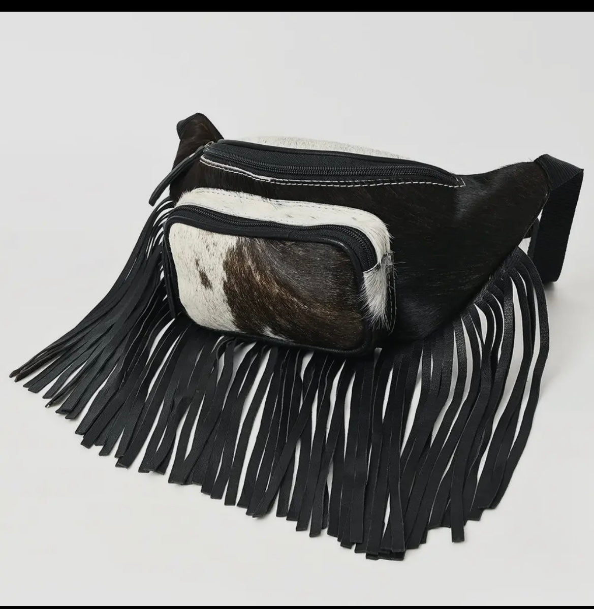 Cowhide & fringe Fanny pack