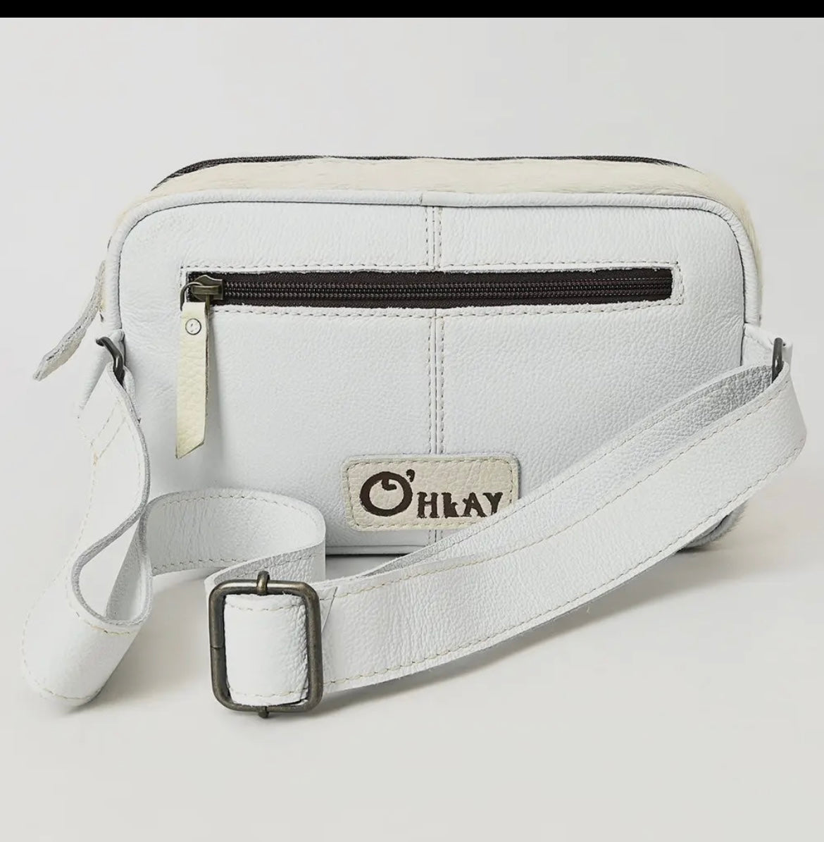 Cowhide & fringe rectangle Fanny pack