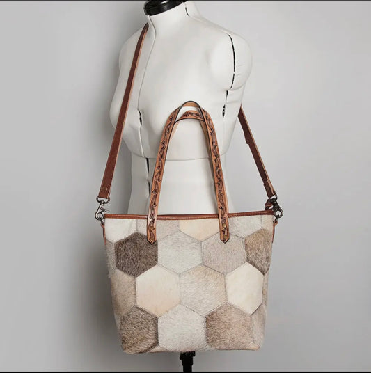 American Darling Cowhide Geometric Tote Bag