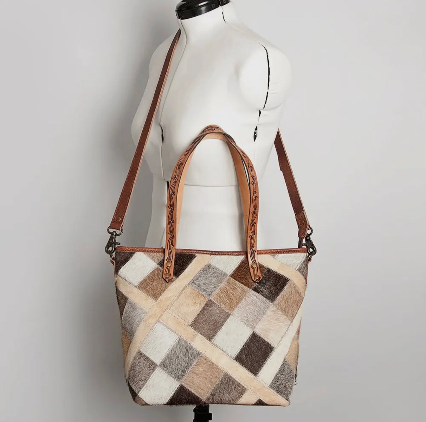American Darling Cowhide Patchwork Tote Purse