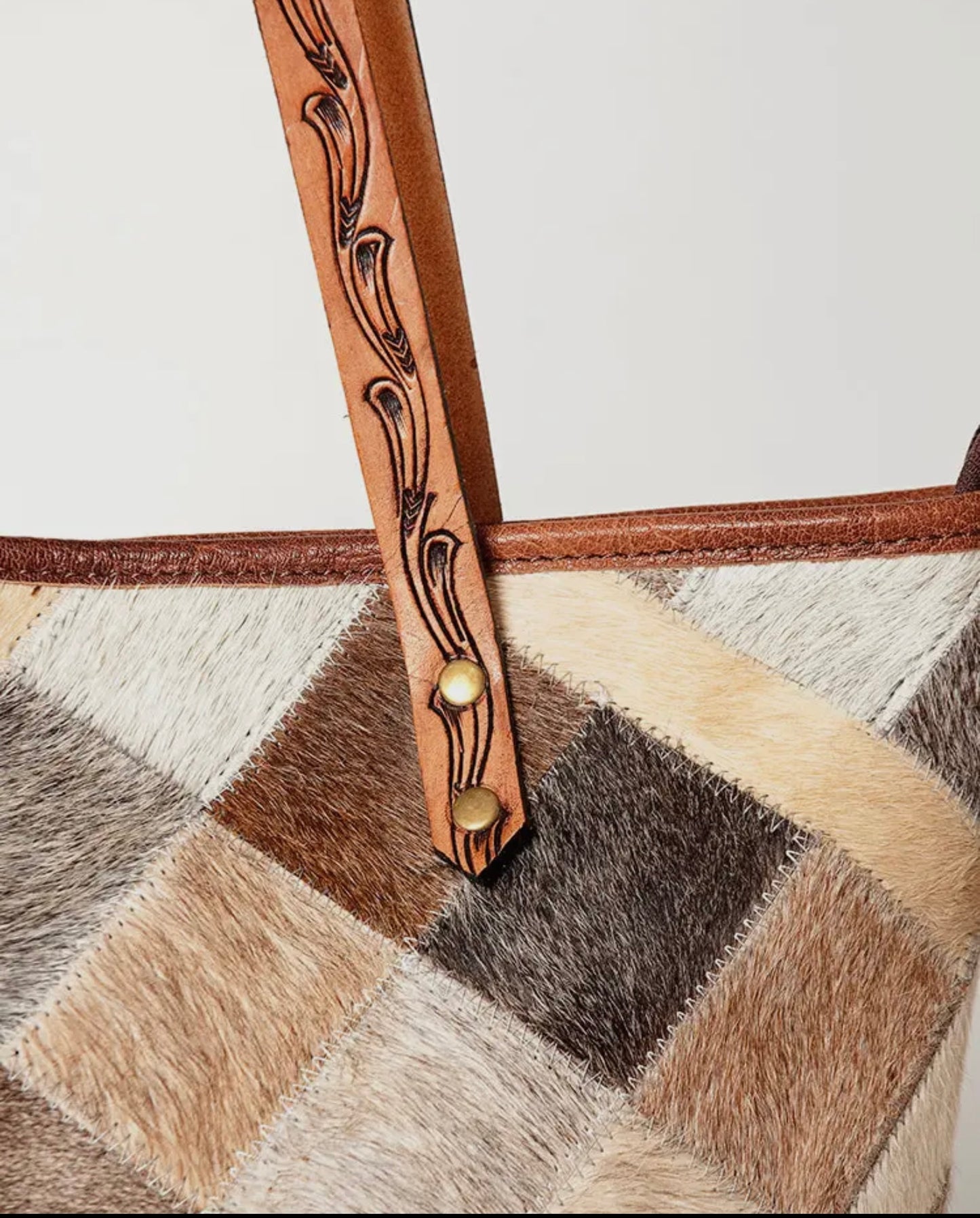 American Darling Cowhide Patchwork Tote Purse