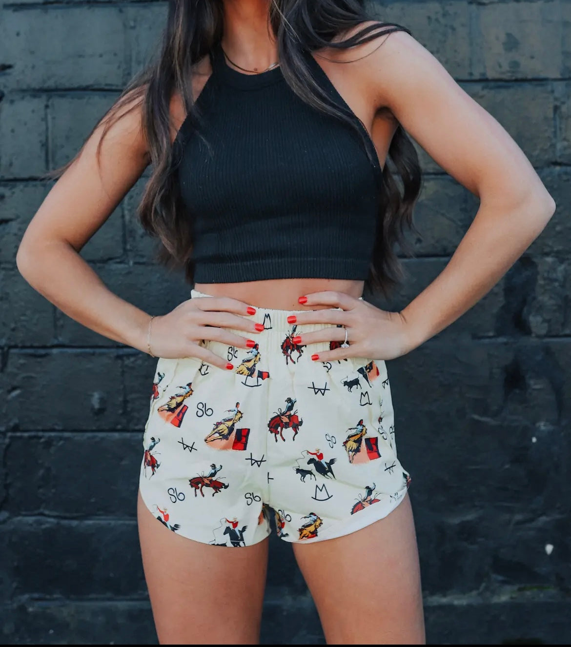 Western Pattern Athletic Shorts