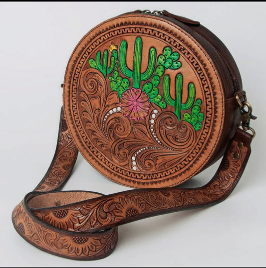 American Darling Cactus Canteen Genuine Leather Purse