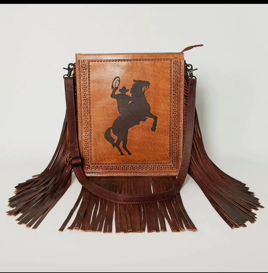 American Darling Cowboy Messenger Genuine Leather Purse