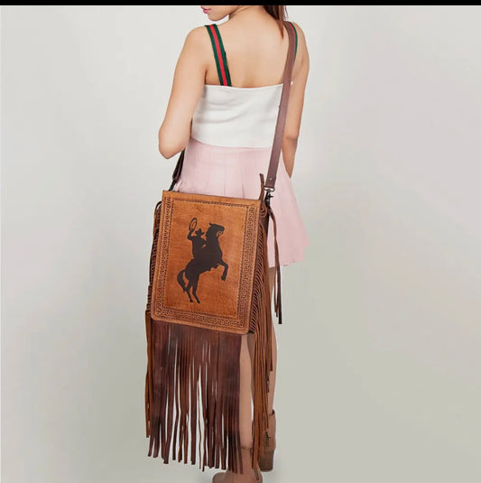 American Darling Cowboy Messenger Genuine Leather Purse