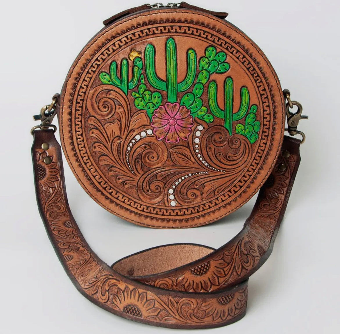 American Darling Cactus Canteen Genuine Leather Purse