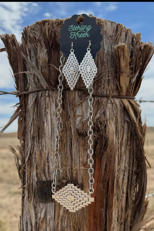 Sterling Kreek Aztec Necklace and Earrings Set